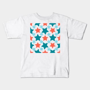 Colorful stars over blue background Kids T-Shirt